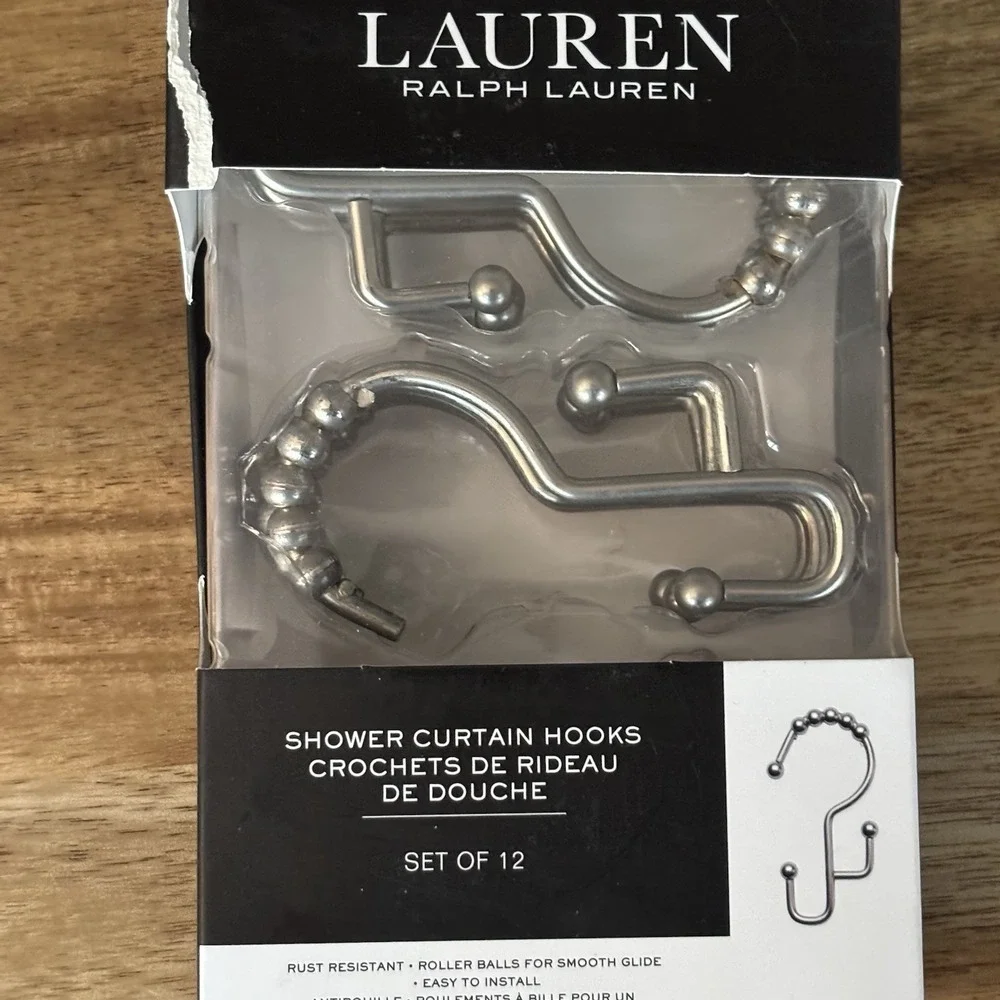Lauren Ralph Lauren Set Of 12 Shower Curtain Hooks Rust Resistant Classic NEW